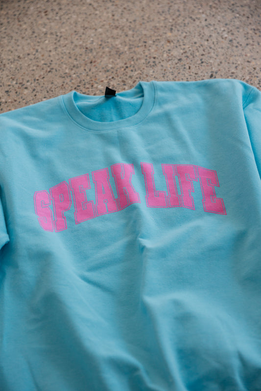 "Speak Life" Blue Crewneck