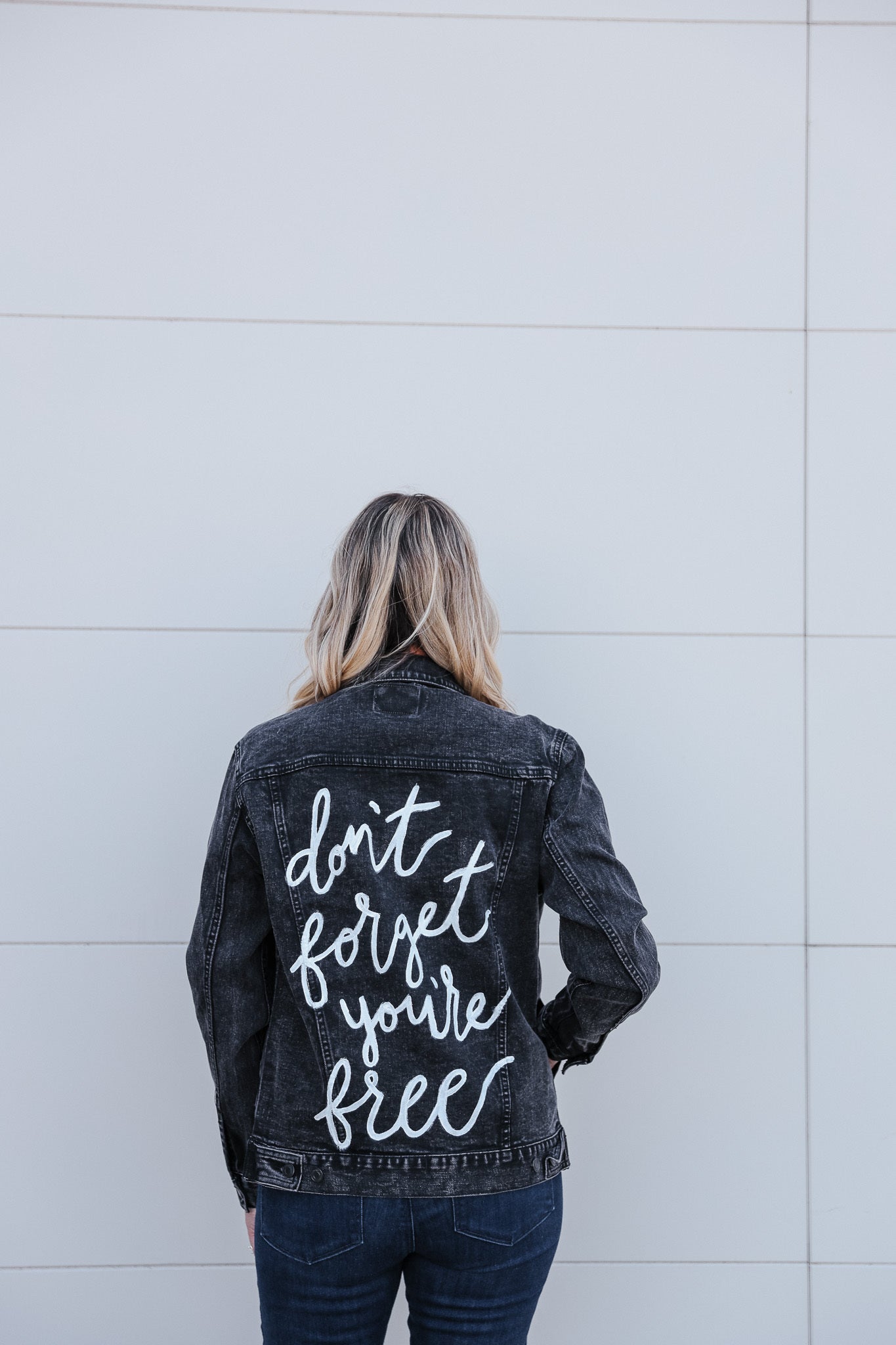 Sparkle "Don't Forget You're Free" Denim Jacket